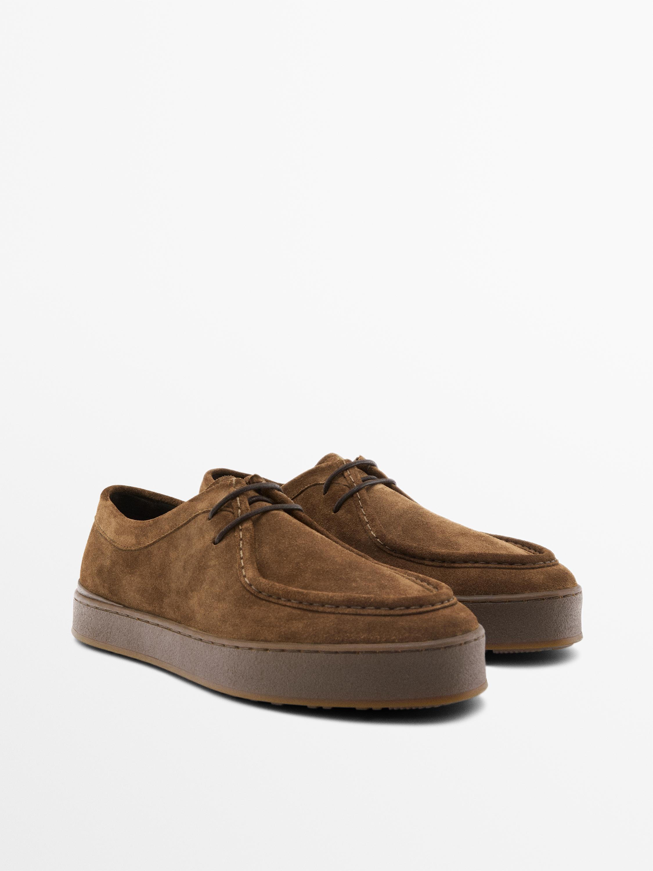 Chaussures en cuir à semelle épaisse et bord mocassin